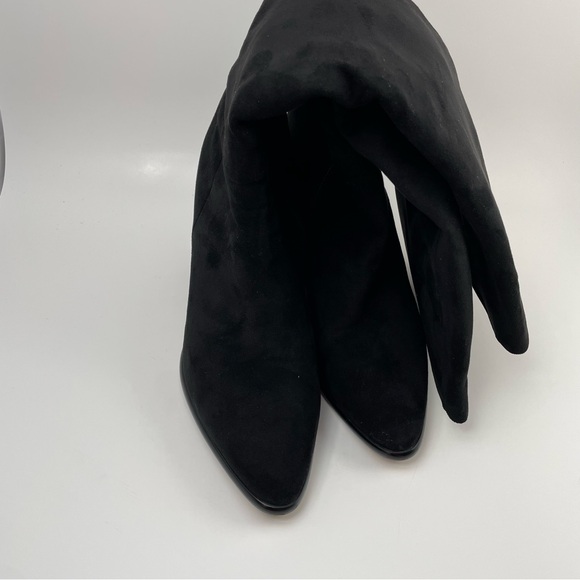 Knee High Boots Women Black Pointed Toe Chunky Heel Boots Side Zipper - Sz 8 - Picture 11 of 12